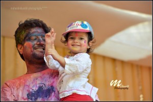 Jitend Joshi With Son while playing holi